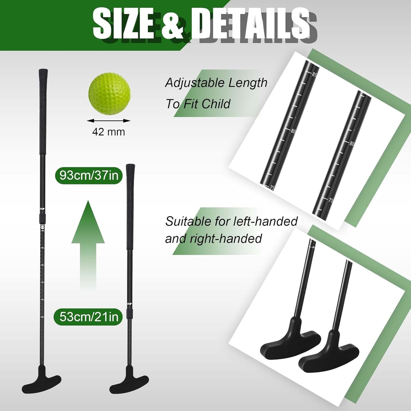 Lenwen 2 Pcs Golf Putter for Men Women Adjustable Length Two Way Putter Right or Left Handed Golfers Mini Golf Club with Practice Balls for Adults