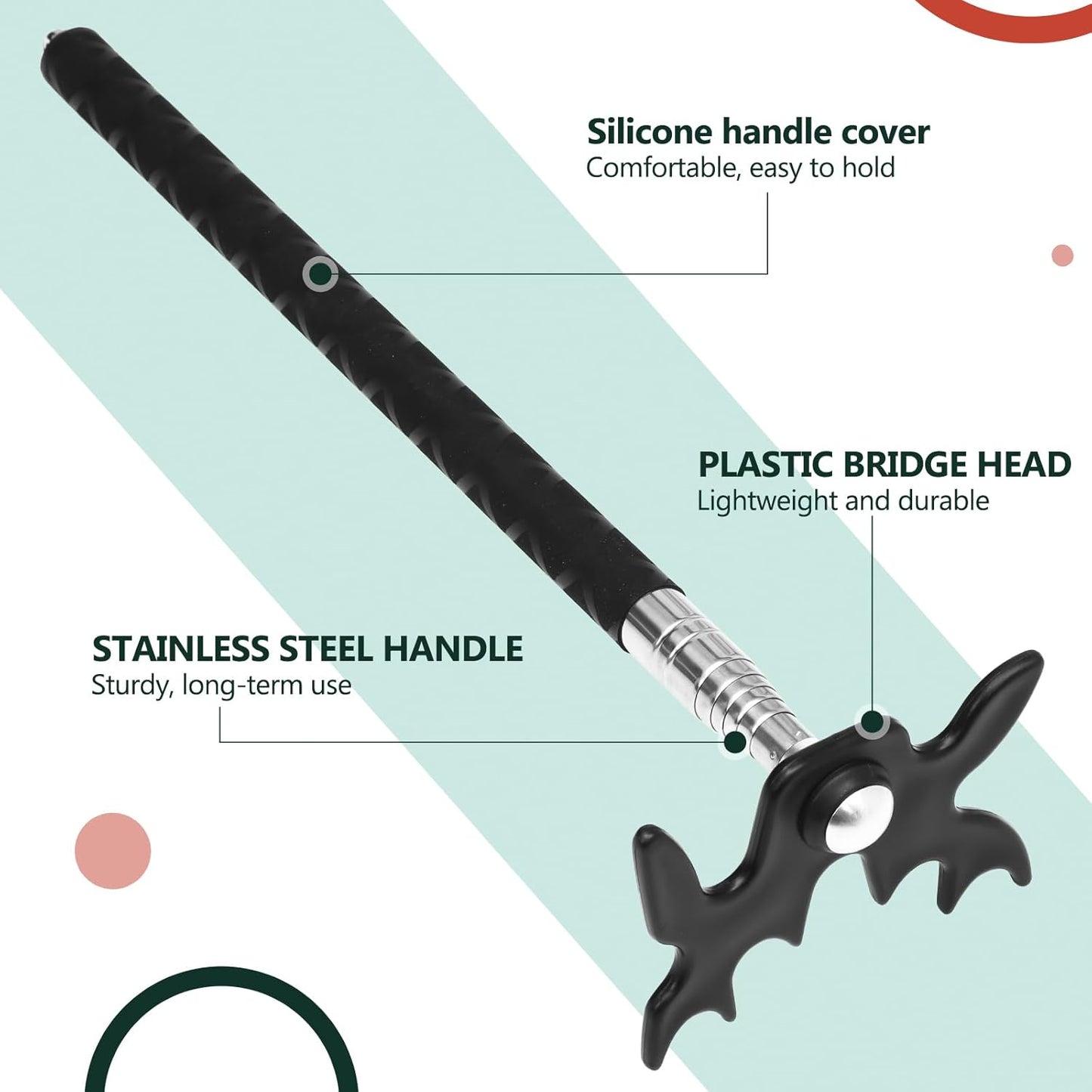 Skylety Retractable Billiard Cue Stick Bridge with Bridge Head, Snooker Set Billiard Pool Cue Accessory for Pool Table