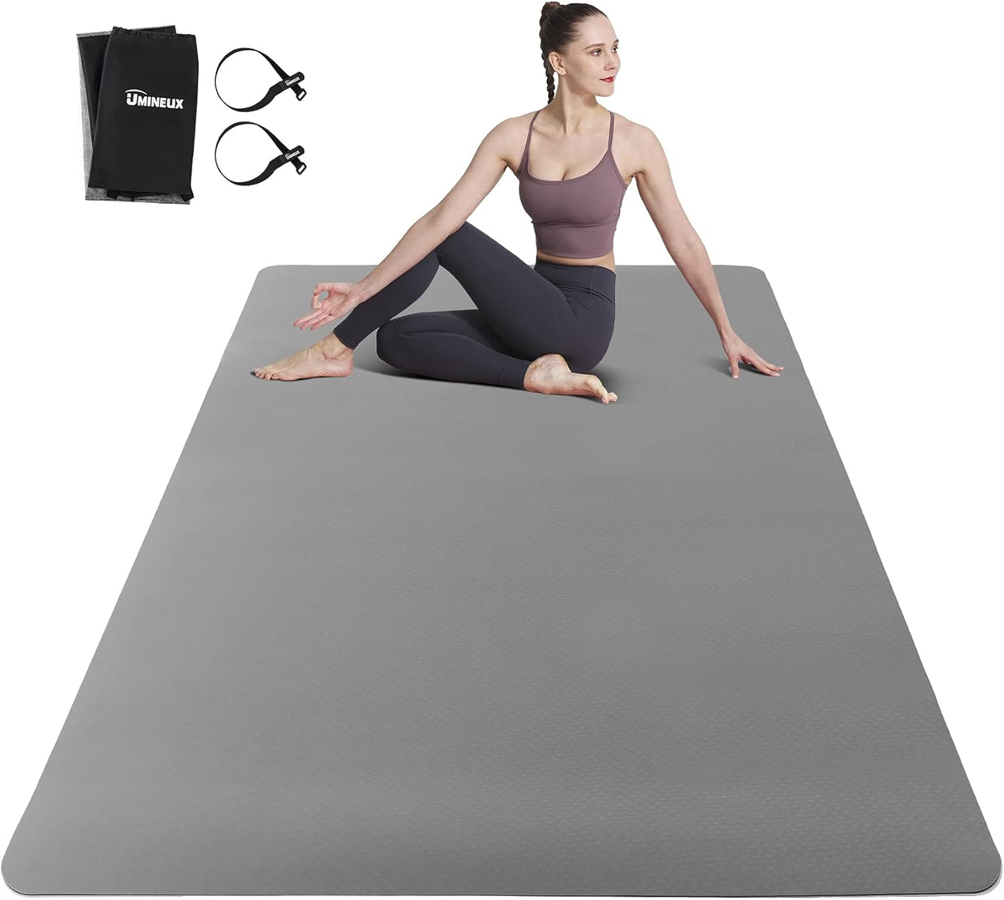 Large Yoga Mat for Men and Women 1/4 & 2/5 Inch Extra Thick TPE Fitness Mat for Home Gym Workout, Non-Slip, Eco Friendly Exercise Mat for Yoga, Pilates, Stretching, Meditation