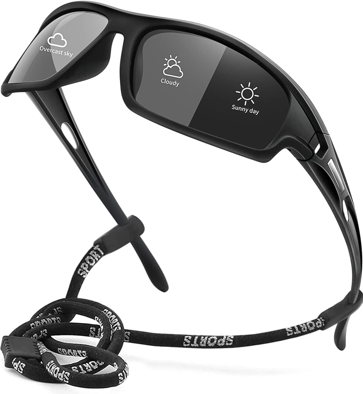 Polarized Sports Sunglasses for Men 100% UV Protection Wrap Around Unbreakable Sun Glasses for Fishing Driving