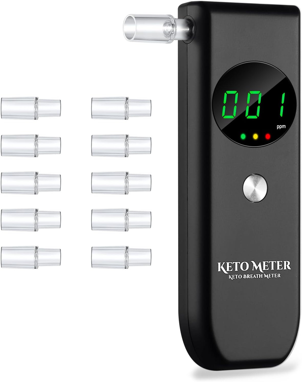 Professional Ketone Breath Analyzer Portable Breath Ketosis Meter for Ketosis Testing - High Precision Ketone Breath Tester with 10 Mouthpieces for Tracking Your Ketones