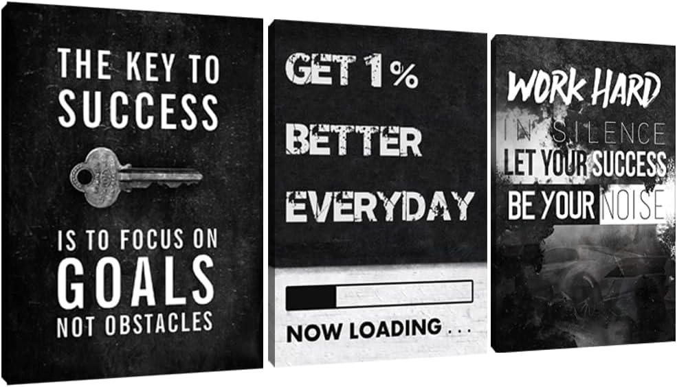 Yetaryy Motivational Poster Inspirational Wall Art 3 Pieces Canvas Painting Lion Artwork for Living Room Office Modern Home Decor Prints Pictures Wall Decor Framed Ready to Hang [72''Wx 36''H]