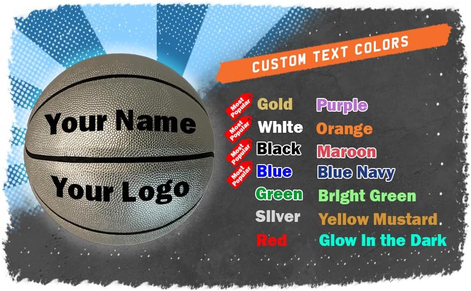 HAMMET Personalized Basketball – Customized Basketball with Your Name or Text – Multiple Colors, Fonts & Designs Available – Durable for Indoor and Outdoor - Ideal Gift for Son, Daughter, Boy or Girl
