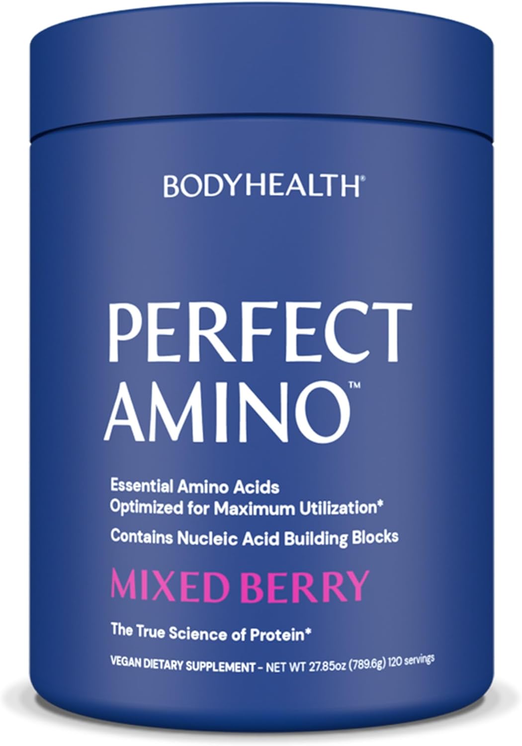 BodyHealth PerfectAmino Powder - BCAA and EAA Powder for Pre and Post Workout - Amino Acid Energy Drink for Men and Women to Support Lean Muscle and Recovery - Mixed Berry - 120 Servings