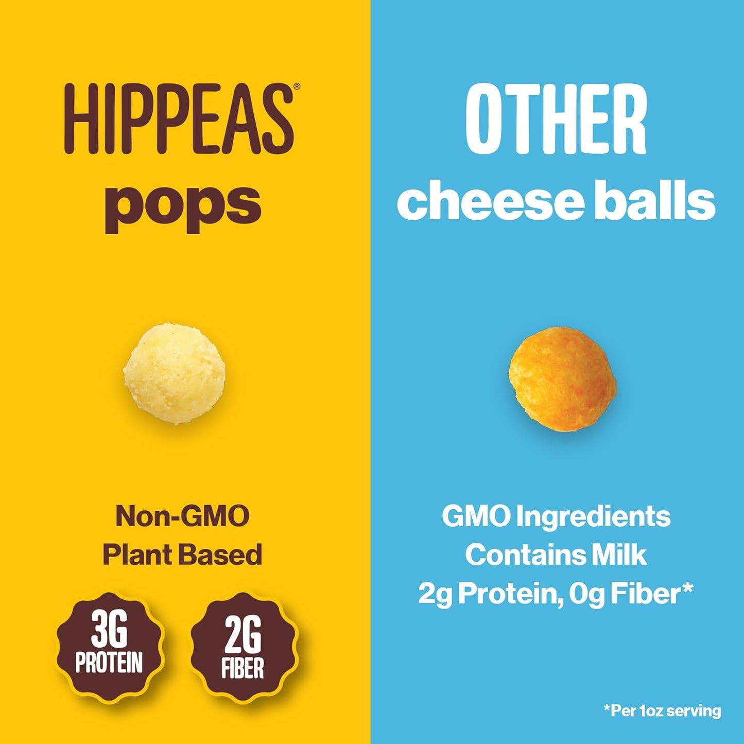 Hippeas Cheezy Cheddar Pops, 0.5 Ounce (Pack of 15), 2g Protein, Fiber, Vegan, Gluten-Free, Crunchy, Plant Protein Snacks