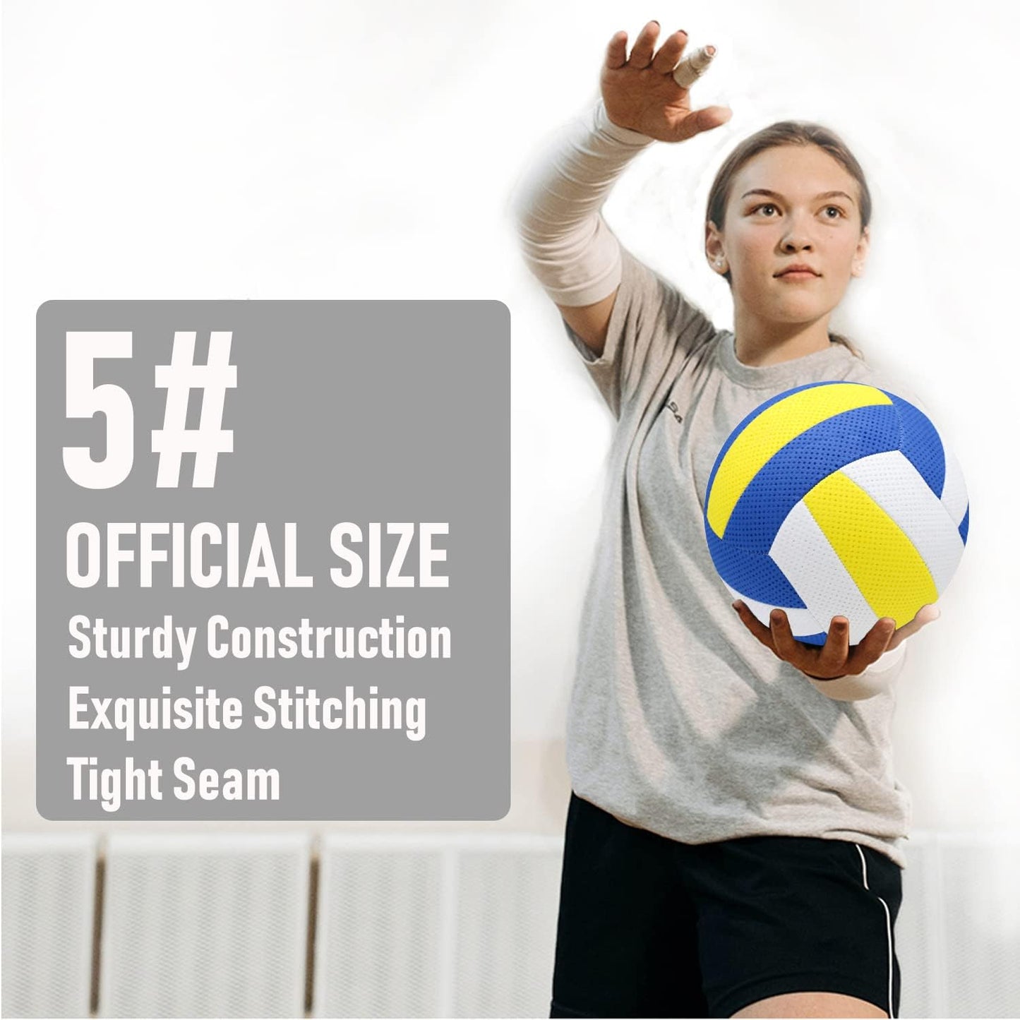 6 Pack Official Size 5 Volleyball Balls Volley Ball of Synthetic Leather,Includes Ball Pump and Net Bag,Competition Volleyball for Indoor Outdoor…