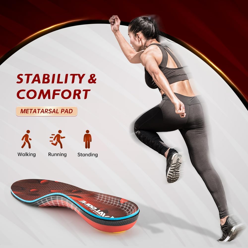 VALSOLE Heavy Duty Support Pain Relief Orthotics - 220+ lbs Plantar Fasciitis High Arch Support Insoles for Men Women, Flat Feet Orthotic Insert, Work Boot Shoe Insole, Absorb Shock with Every Step