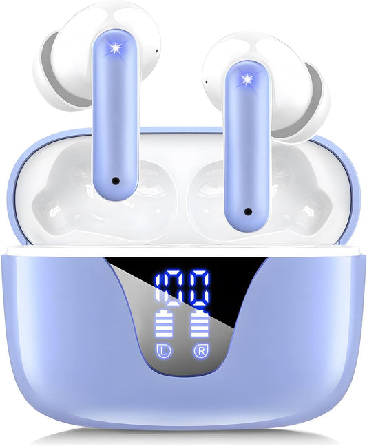 ZIUTY Wireless Earbuds Bluetooth Headphones, 50H Playtime Ear Buds with Mic, LED Digital Display Charging Case, IPX7 Waterproof, Deep Bass Stereo, in-Ear Earphone for iPhone Andriod Phone