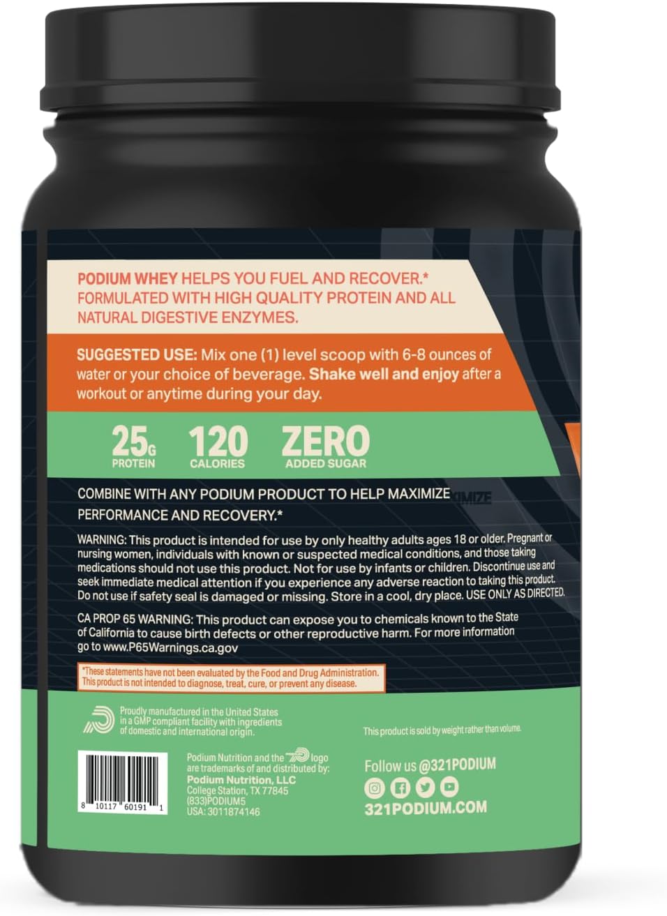 Podium Nutrition, Whey Protein Powder, Caramel Apple