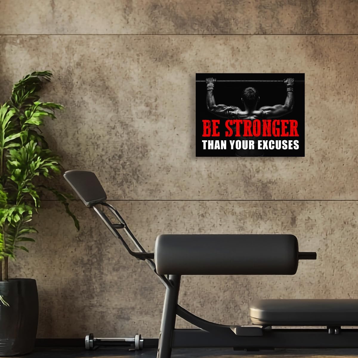 Inspirational Gym Wall Decor,Fitness Quotes Wall Art,Be Stronger Than Your Excuses Canvas Wall Decor for Home Gym