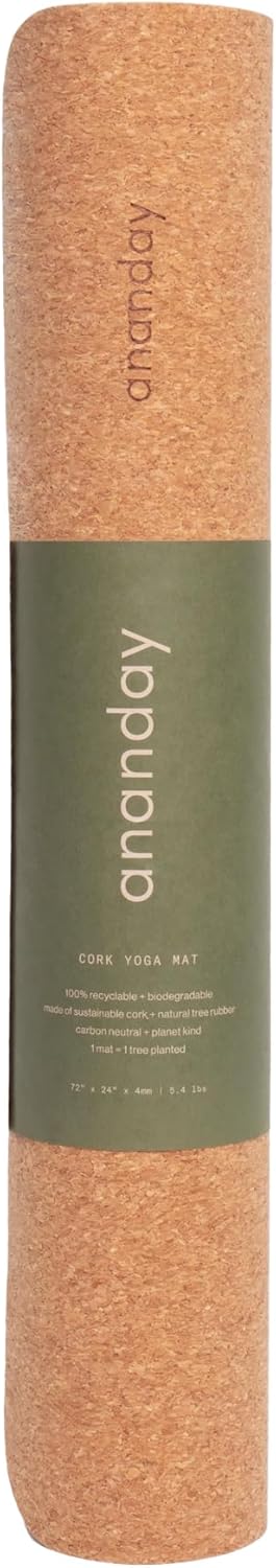 Premium Cork Yoga Mat - Sustainable, Non-Toxic & PVC-Free, Non-Slip, Perfect for Hot Yoga, Pilates & Exercise - Cushioned for Superior Comfort & Support