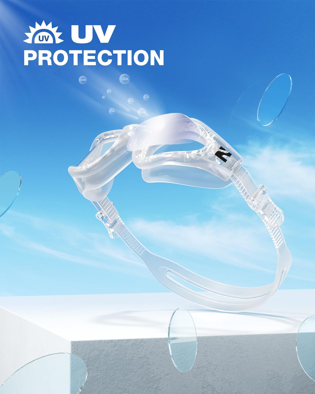 ZIONOR G1 Lite Swim Goggles with Swim Cap Comfortable Anti-fog Swimming Goggles Cap Set for Adult Men Women