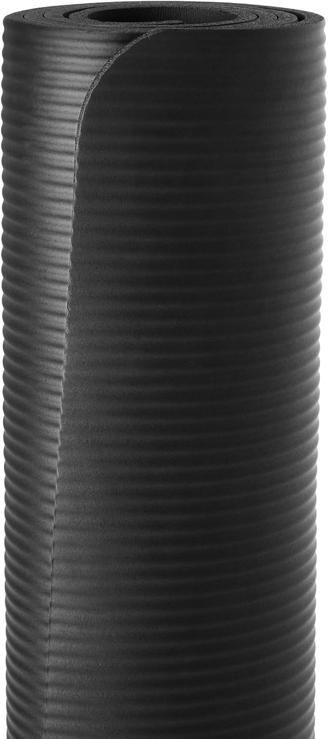 Amazon Basics 1/2 Inch Extra Thick Exercise Yoga Mat with Carrying Strap, Cushioned Support, for Fitness and Gym Workouts