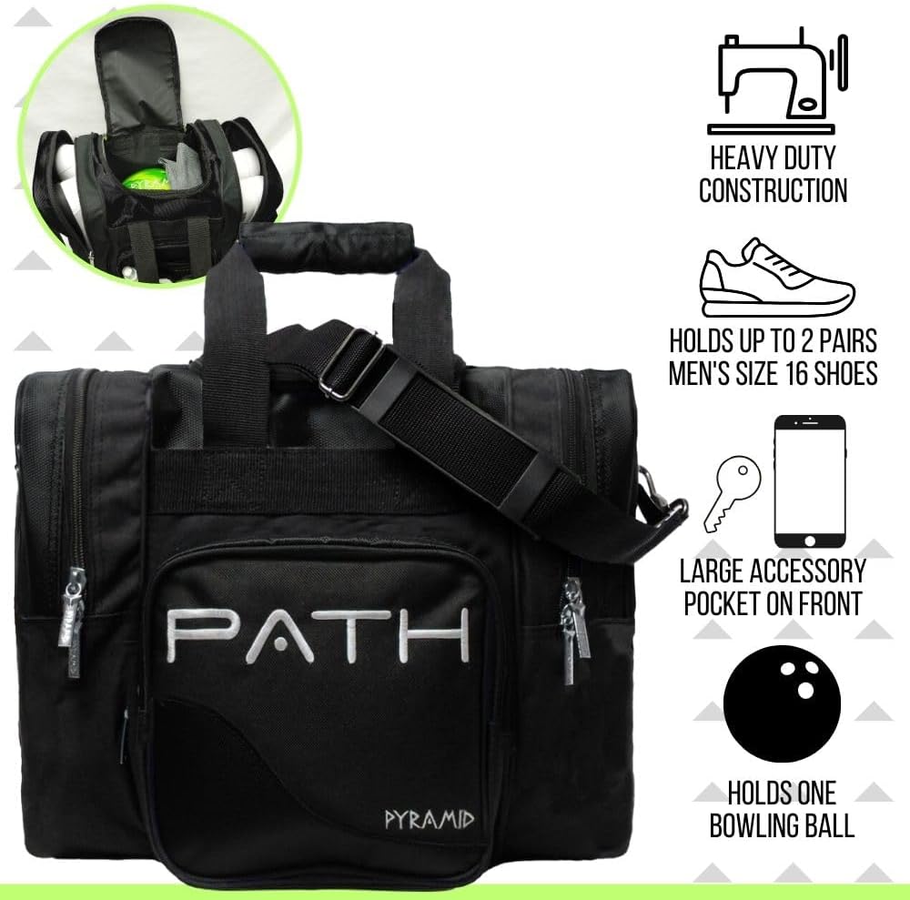 Pyramid Path Pro Deluxe Single Bowling Ball Tote - Holds One Ball, One Pair Shoes Up to Mens 15