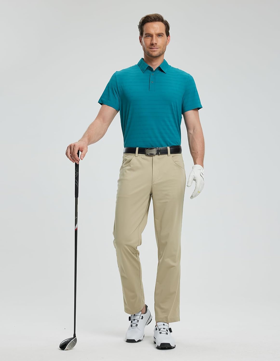 fit space Men’s Performance Golf Polo, Cooling Tennis Shirts, Seamless Stretch, Quick-Dry Short Sleeve with IceSilk Tech