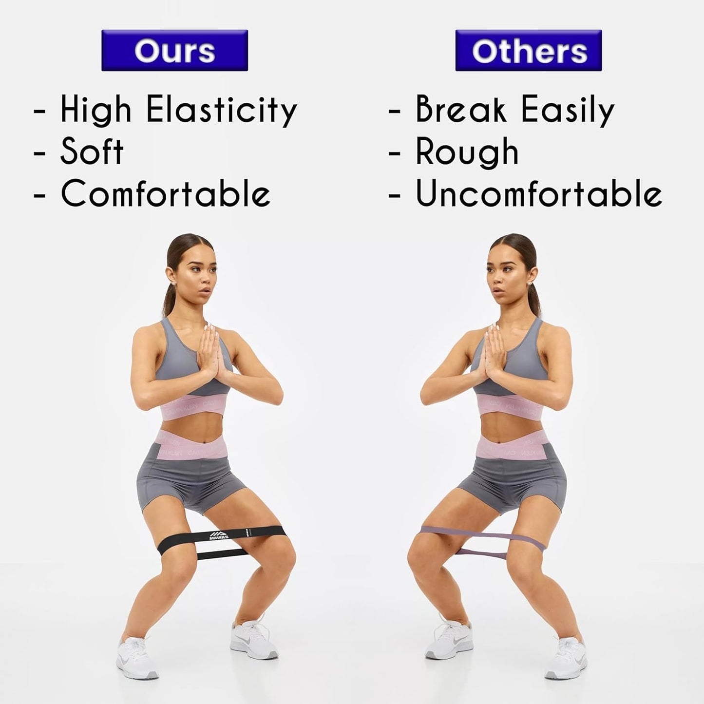 Exercise Resistance Bands for Working Out Set of 5 for Women and Men, Stretch Bands for Exercise, Physical Therapy, Arms Legs Workout, Stretching, Home Fitness