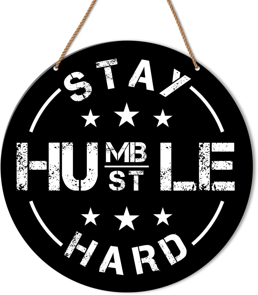 Gym Signs Wall Decor, Home Gym Motivational Wall Decor Gym Hanging Signs Decorations for Fitness Workout Room Gift for Woman Man Gym Enthusiast, Stay Humble Hustle Hard