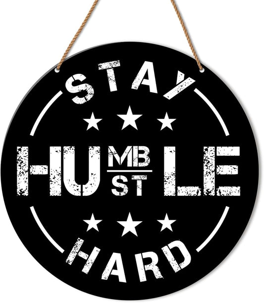 Gym Signs Wall Decor, Home Gym Motivational Wall Decor Gym Hanging Signs Decorations for Fitness Workout Room Gift for Woman Man Gym Enthusiast, Stay Humble Hustle Hard