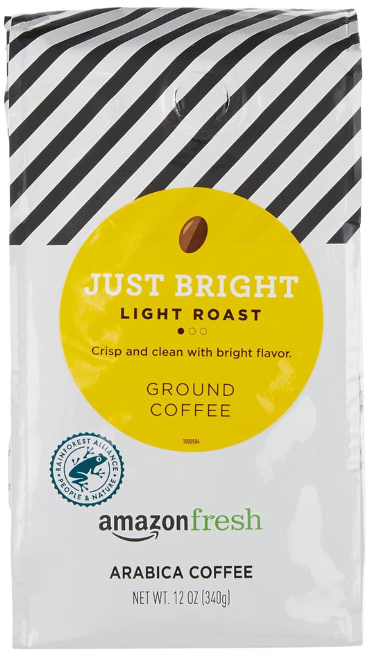 Amazon Fresh, Just Bright Ground Coffee, Light Roast, 12 Oz