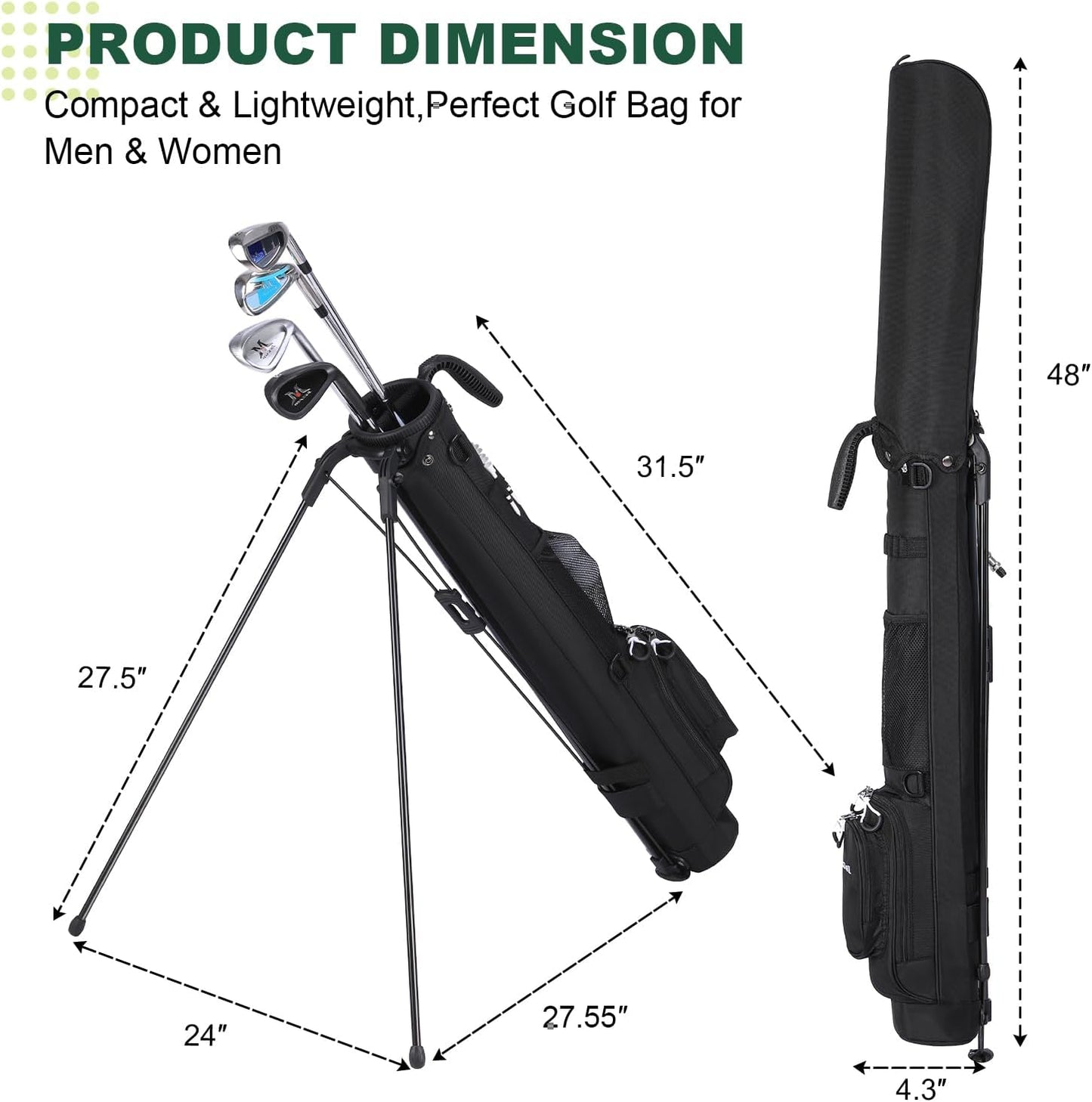 MAZEL Lightweight Golf Bag for Men – Easy to Carry Golf Clubs Bag with Shoulder Strap,Pitch n Putt Golf Stand Bag for Driving Range,Par 3 and Executive Courses - Fit Up to 8 Clubs