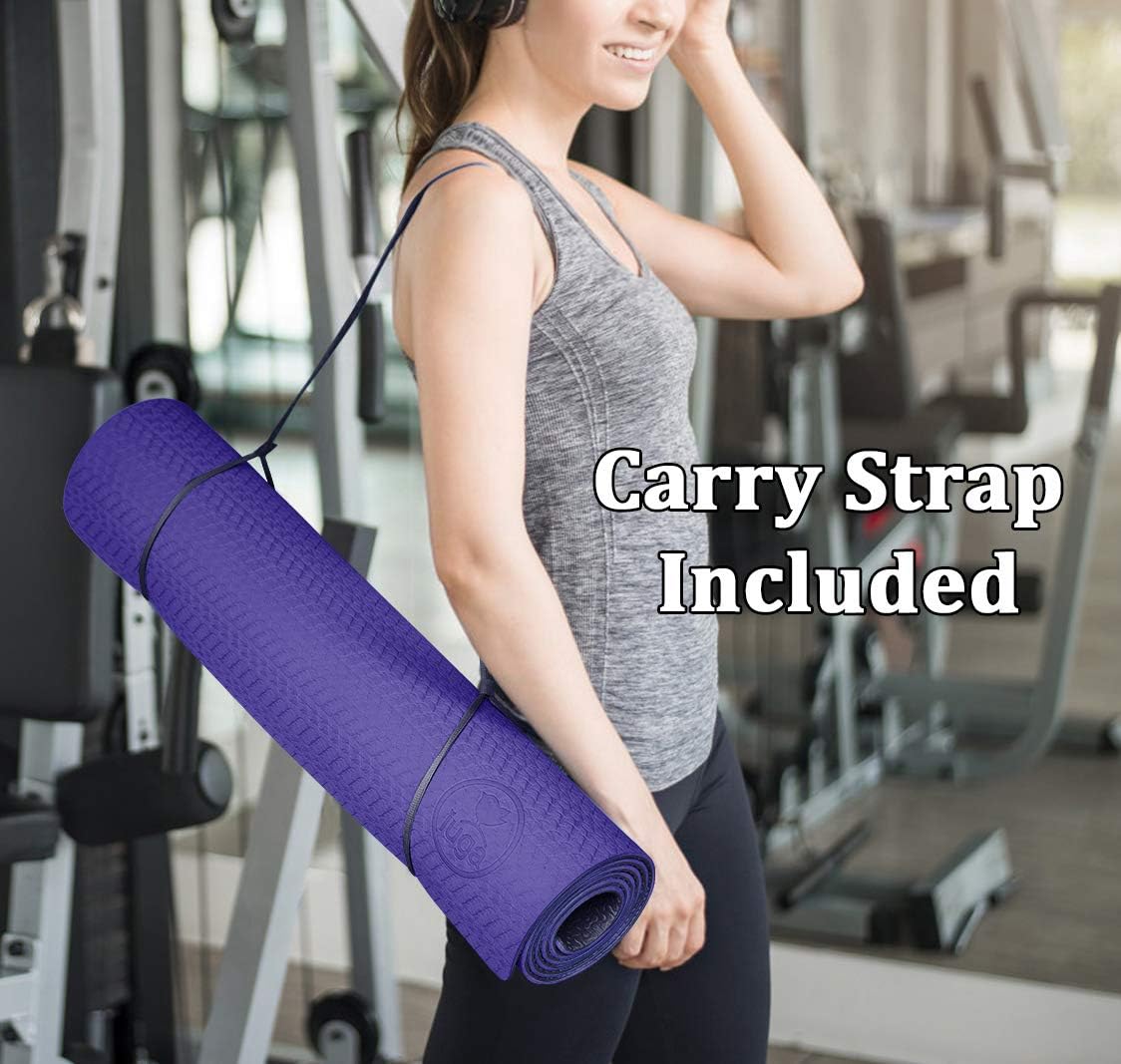 IUGA Yoga Mat Non Slip Anti-tear Pilates Mat Eco Friendly Hot Yoga Mats Thick for Workout & Exercise(72"x 24"x 6mm)