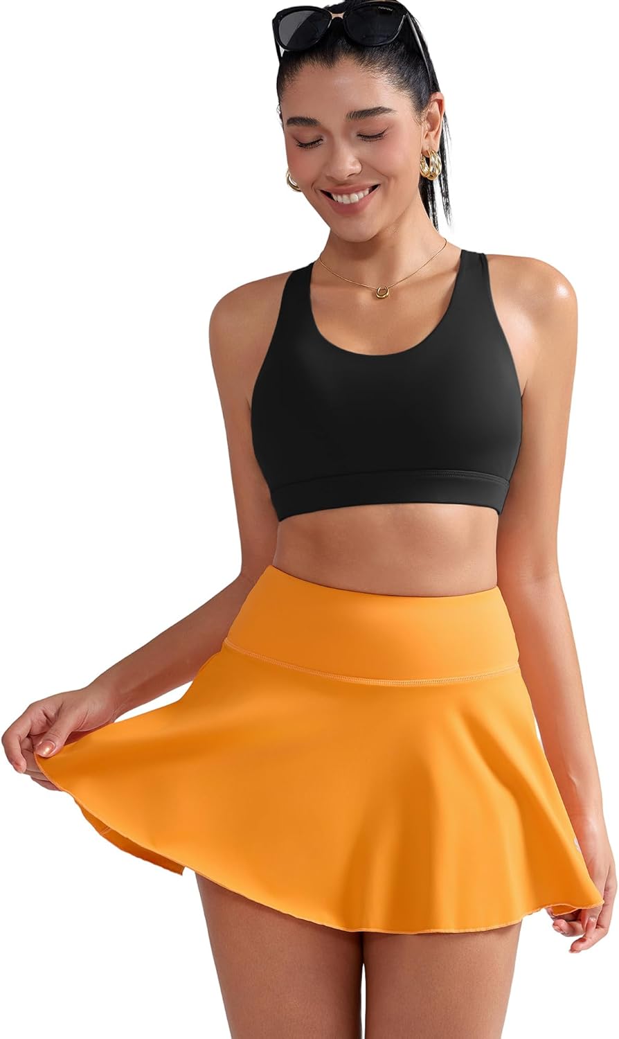 RUNNING GIRL Sports Bra for Women, Criss-Cross Back Padded Strappy Sports Bras Medium Support Yoga Bra with Removable Cups