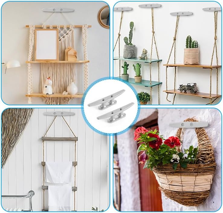 Boat Cleat, 4 inch / 6 inch 304 Stainless Steel Dock Cleat-Ideal for Marine, Deck, Nautical Decor (4 Pack/ 6 Pack)