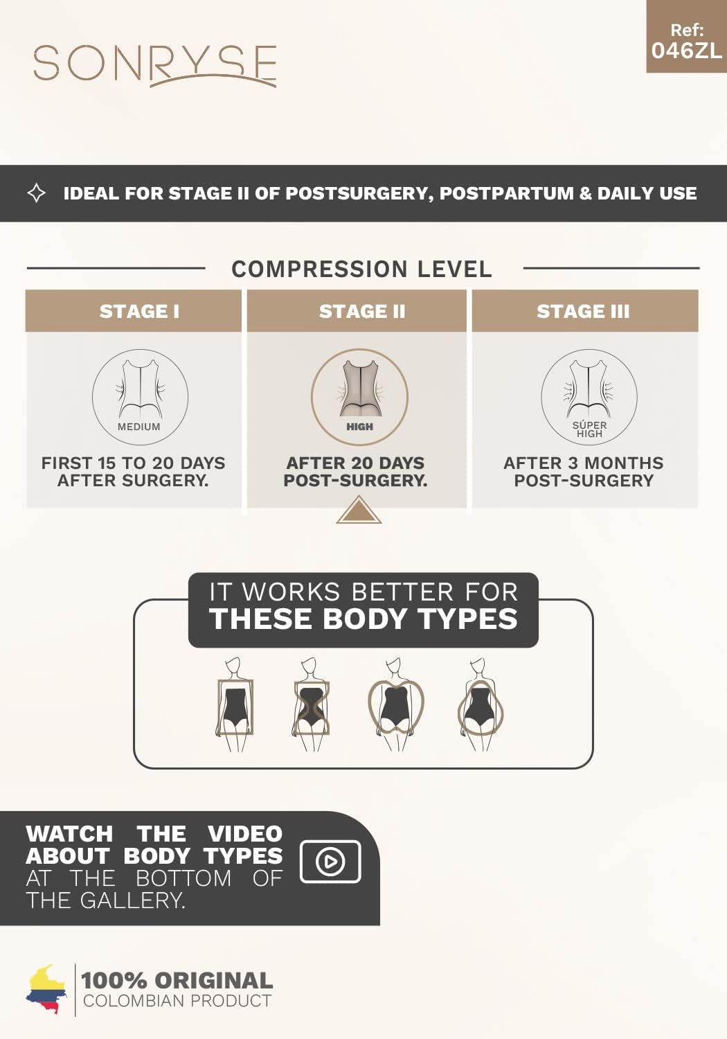 Sonryse Tummy Tuck Compression Garment for Women Fajas Colombianas Reductoras y Moldeadoras Stage 2 Faja