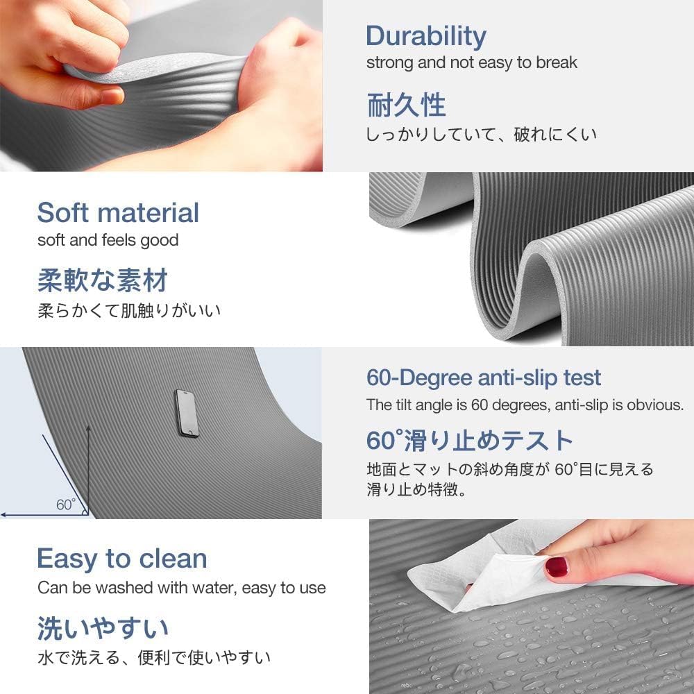 Thick Yoga Mat Non Slip, Large Size 72" L x 32" W x 0.6" TH, Premium Exercise & Fitness Mat with Carrying Strap and Bag, Workout Mats for Home