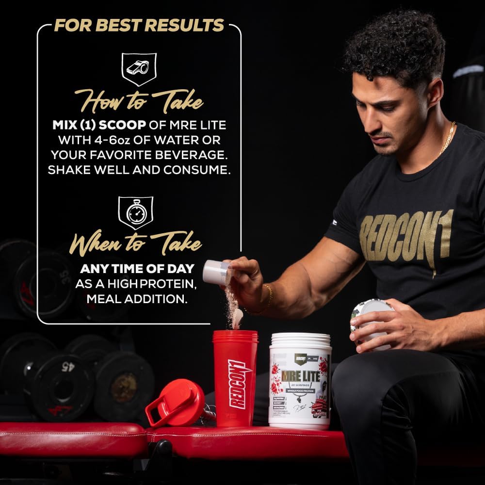 REDCON1 Whole Food Animal Protein Powder - Coach Prime MRE Lite Protein Powder - Low Carb with No Whey - 24g Protein - Prime Time Red Velvet (20 Servings)