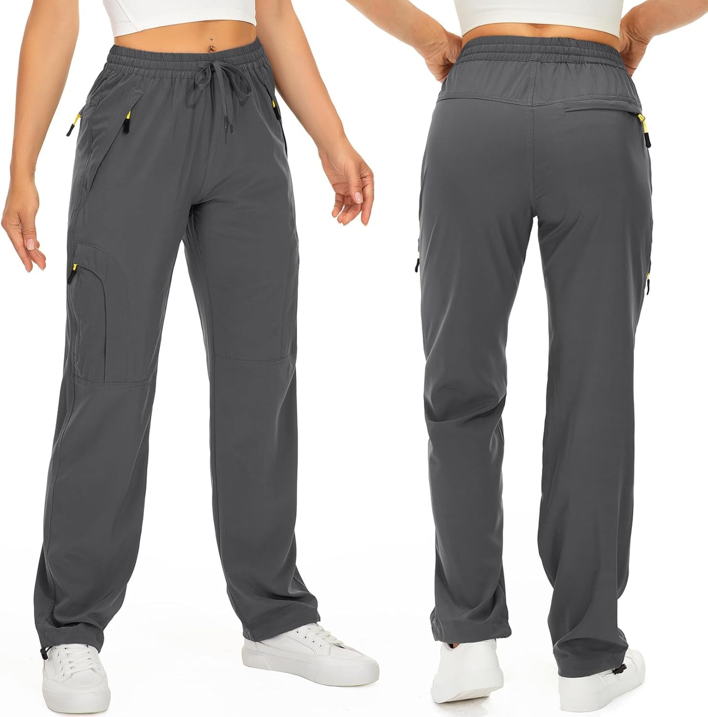 Womens Hiking Pants Quick Dry UPF 50 Lightweight Travel Golf Cargo Safari Pants Zipper Pockets