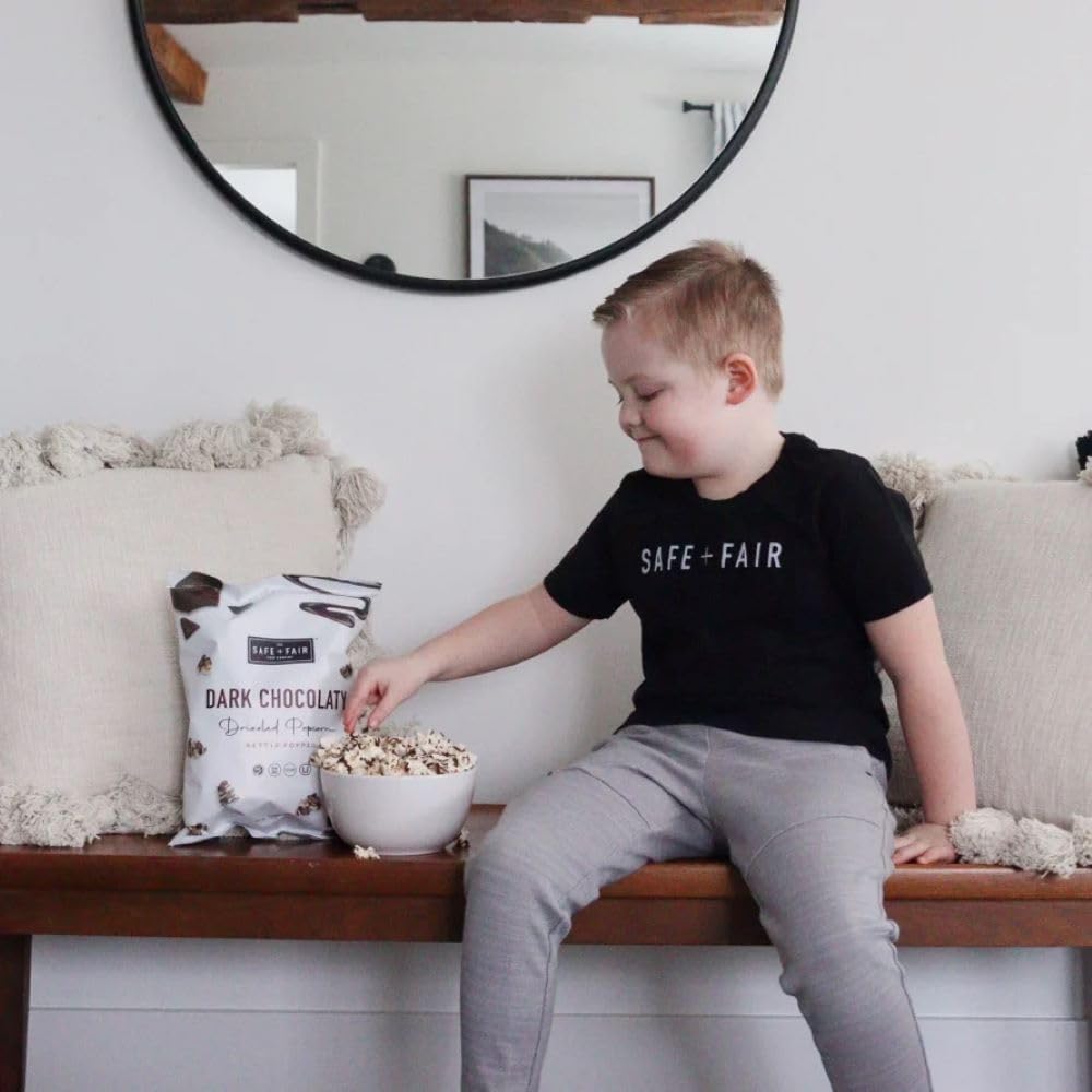 Safe + Fair Kettle Popped Gourmet Popcorn, Vegan Dark Chocolaty Drizzle, Free From Top 9 Allergens and Artificial Ingredients, 5.5 oz