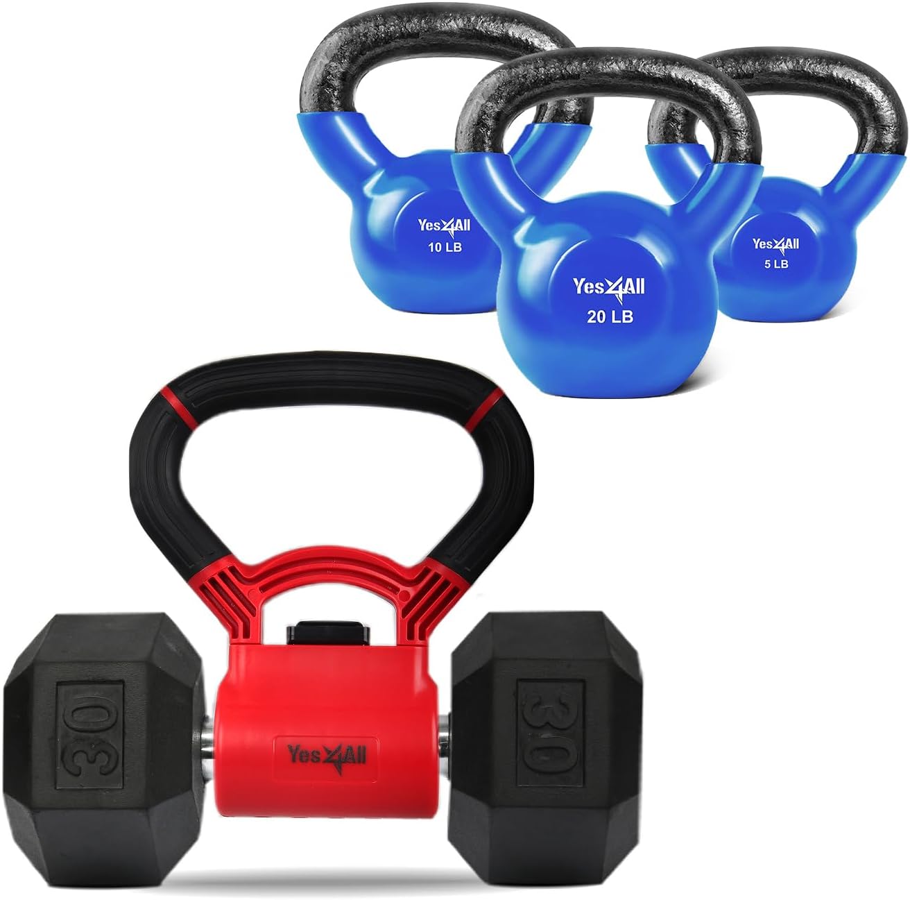 Yes4All Kettlebells Grip, Dumbbell Grip Handle, Convert Dumbbells into Kettlebell for Home Gym, Kettlebell for Weights Plate