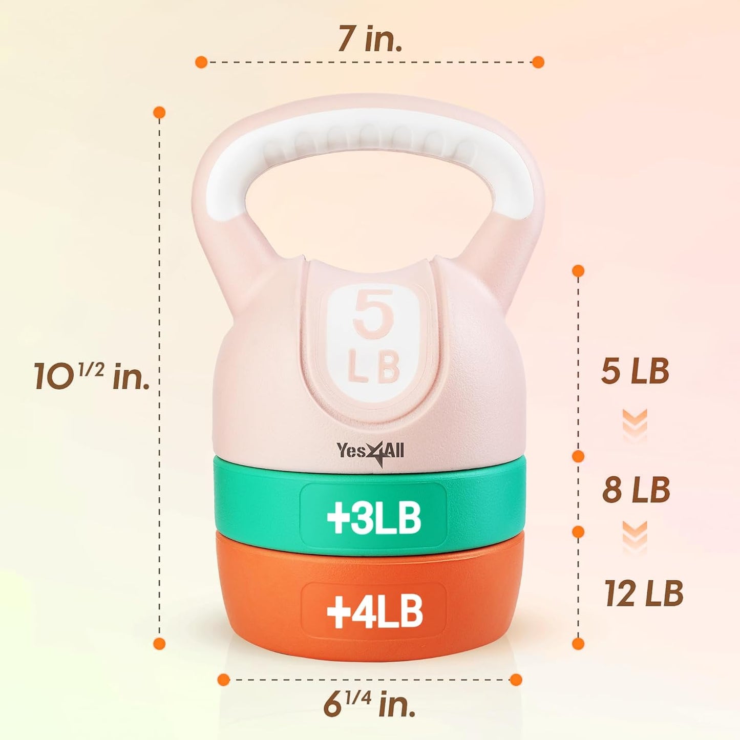 Yes4All Kettlebell Sets - Adjustable Kettlebell Set for Strength Training - Kettlebells Adjustable Weight for Versatile Workouts