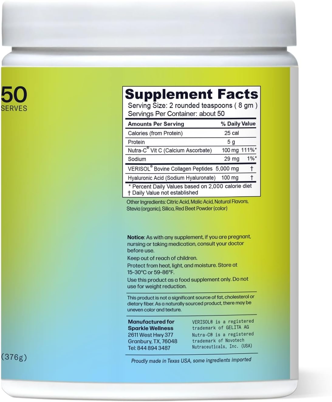 Skin Boost Plus (Acai Lemonade) [50-Serves] | Collagen Powder Supplement with VERISOL Bioactive Hydrolyzed Collagen Peptides, Vitamin C & Hyaluronic Acid to Improve Skin Elasticity