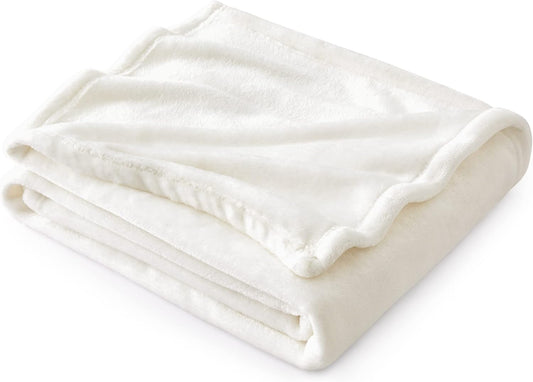 Bedsure Fleece Throw Blanket for Couch Cream - Lightweight Plush Fuzzy Cozy Soft Blankets and Throws for Sofa, 50x60 inches