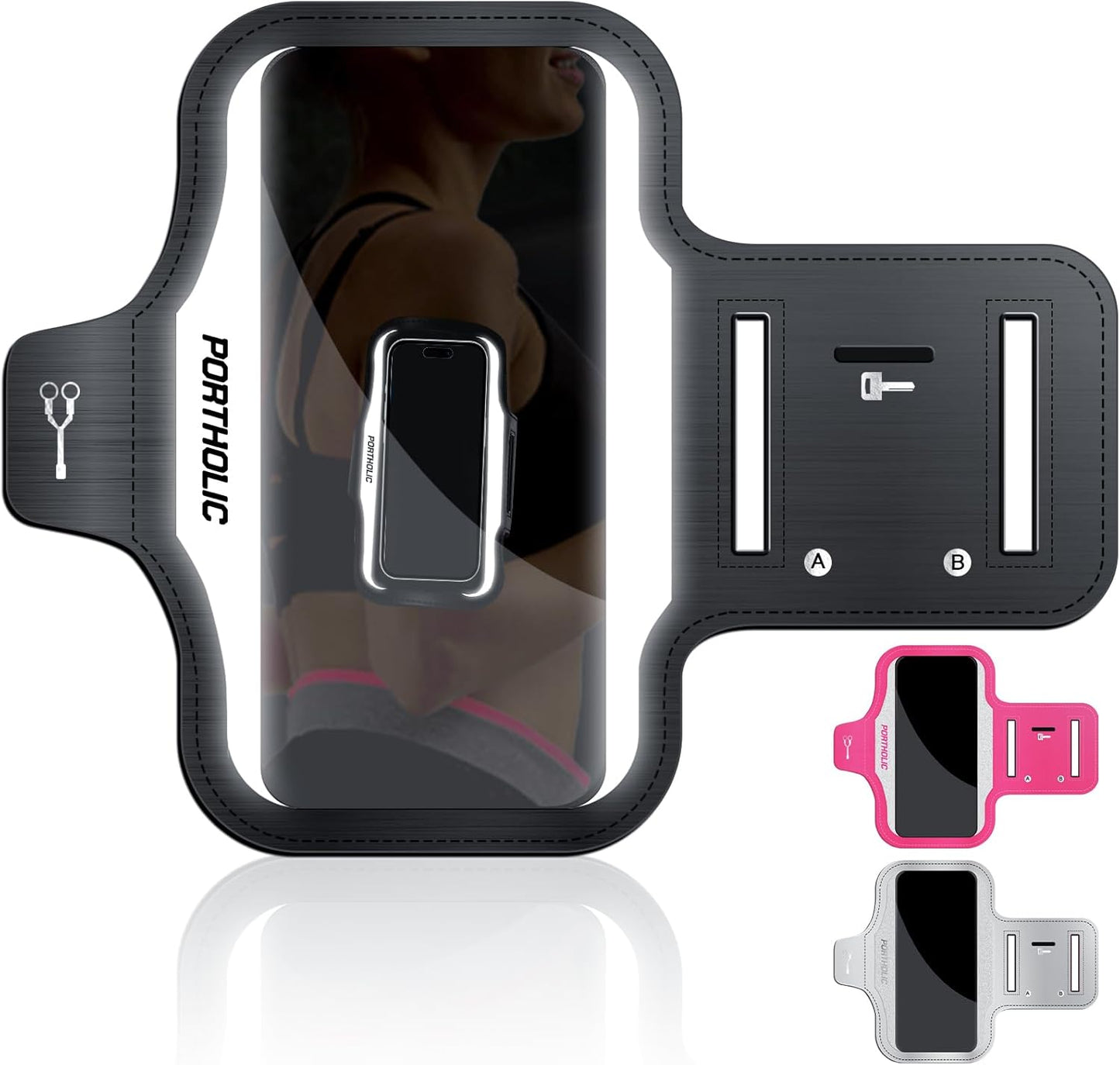 PORTHOLIC 2025 Running Armband Water Resistant Sports Phone Holder Case with Extension Strap, Key Card Slot Up to 6.9" Phone for iPhone 17/16/15/14/13 Plus Air Pro Max XR/XS, Galaxy S25/24/S10