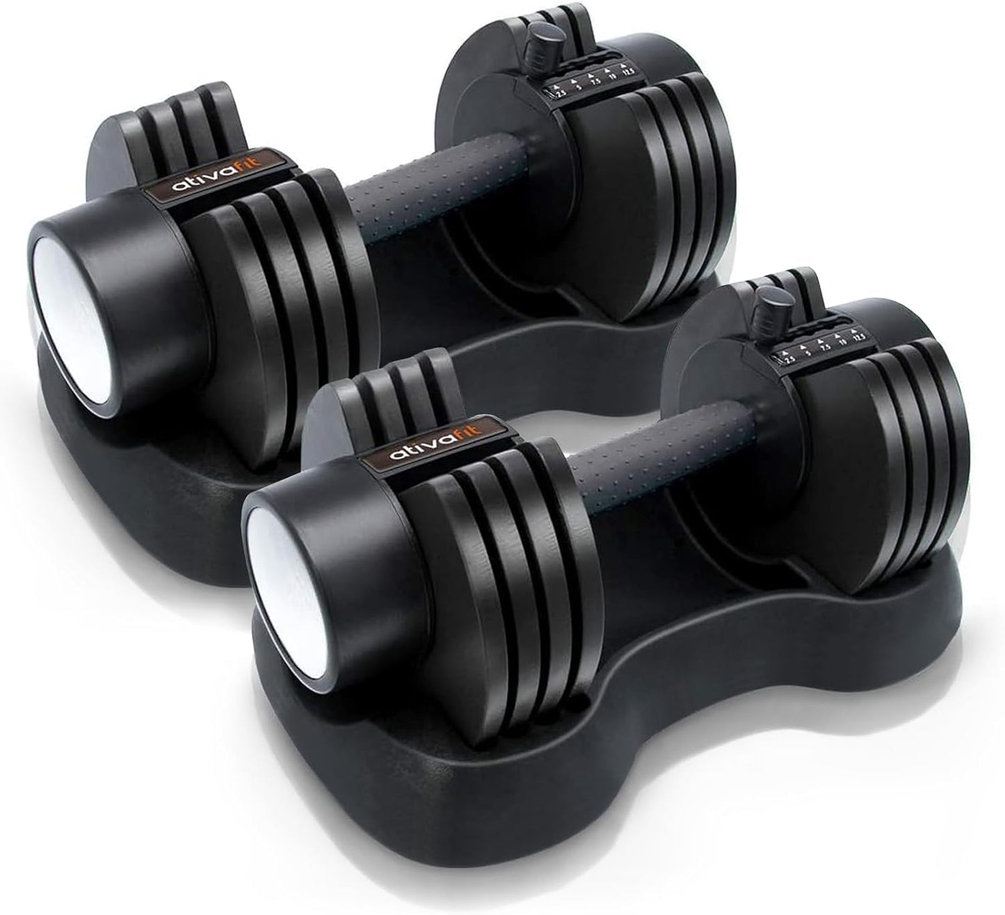 Ativafit 27.5/66/88LBS Pair Adjustable Dumbbell Set with Anti-slip Handle 12 In 1 Quick Dial Adjustment Weights With Safety Locking Button Space Saving Strength Training for Full Body Home Gym Workout