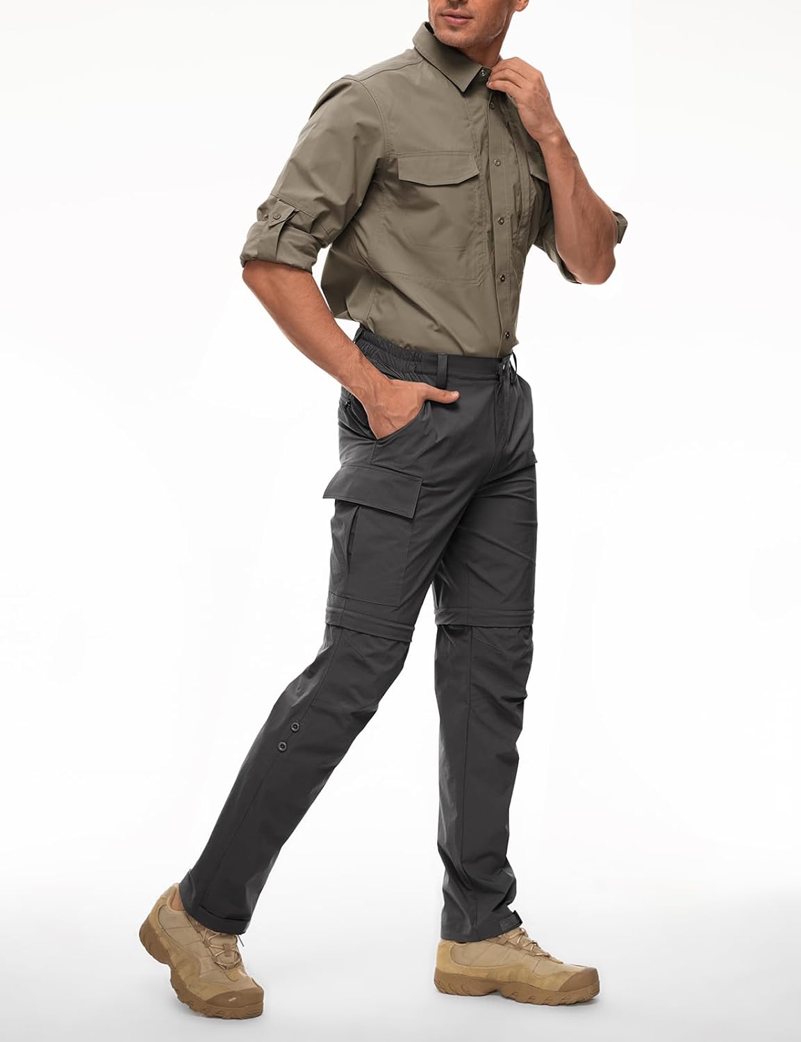 Wespornow Men's-Convertible-Hiking-Pants Quick Dry Lightweight Zip Off Breathable Cargo Pants for Outdoor, Fishing, Safari