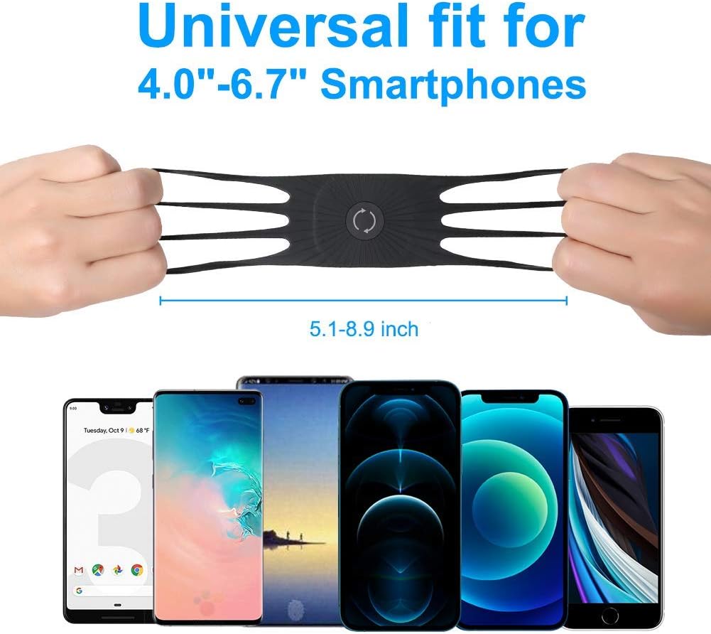 VUP Wristband Phone Holder, 360° Rotatable Forearm Armband for iPhone 15/14/13/Pro Max/Pro/Mini/12/11/SE 2020/Xs/XR/X/8/7/Plus, Fits All 4-6.7 Inch Smartphones (Black-Small)