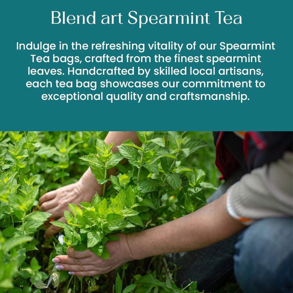 Spearmint Tea Bags 100 Count Herbal Tea Bags PCOS RELIEF Balances Hormones Support Digestion Refreshing Aromatic and Minty Gluten Free Caffeine Free Tea 100% Pure Spearmint leaves | Pyramid Tea bags