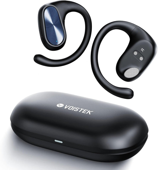 Open Ear Headphones, Bluetooth Wireless Open Ear Earbuds (0.3oz Lightweight) with 15mm Drivers, 45H Playtime, IPX5 for Sports, Fitness, Cycling, Running, Travel, Driving