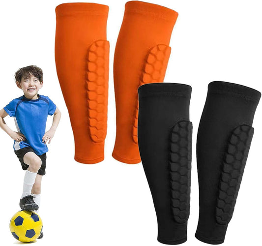 Shin Defender Shin Guards Kids 2 Pair, Shindefender Shin Guards Soccer, with Honeycomb Pads, for Soccer Kids Youth Adult