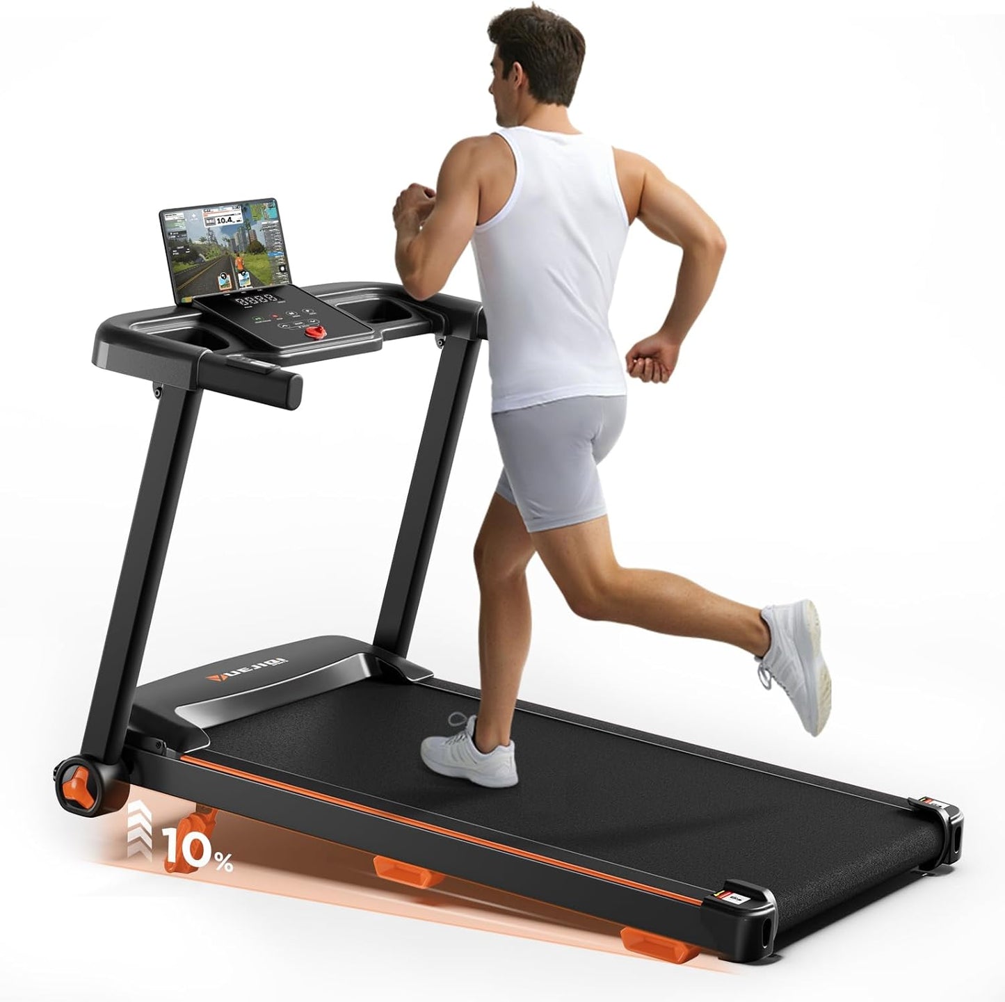 Treadmills for Home, 3.0HP Quiet Brushless Foldable Treadmill with Incline, Small Space Portable Running Walking Machine, 300 Lbs Capacity with Bluetooth APP & Pulse Monitor