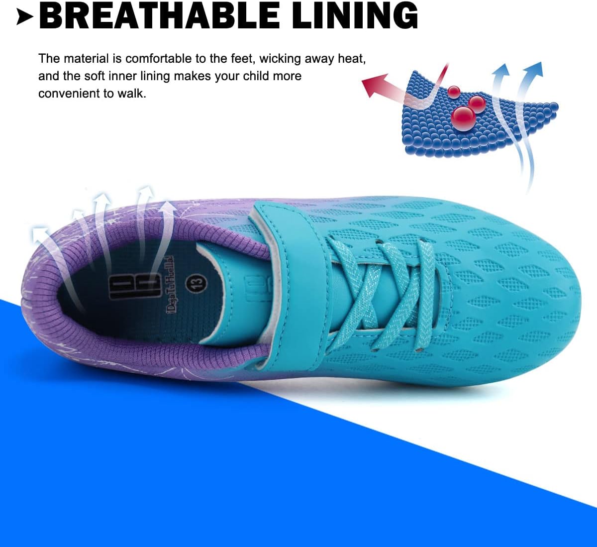 brooman Kids Firm Ground Soccer Cleats Boys Girls Athletic Outdoor Football Shoes