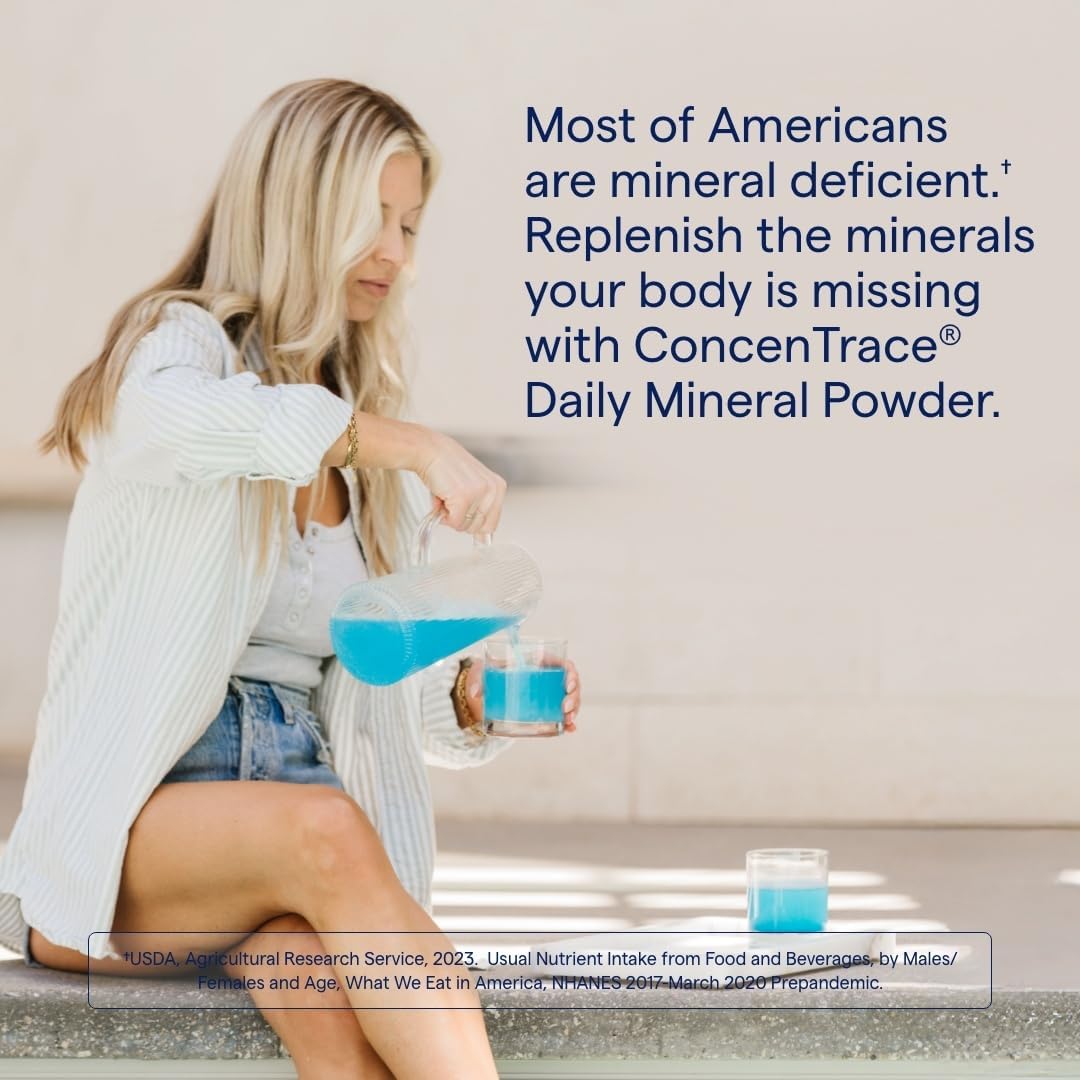 Trace Minerals ConcenTrace Daily Mineral Powder 60 Servings - 700mg of ConcenTrace per Serving (About 15 Drops) Full Spectrum for Whole Body Wellness- Blue Hawaiian Flavor