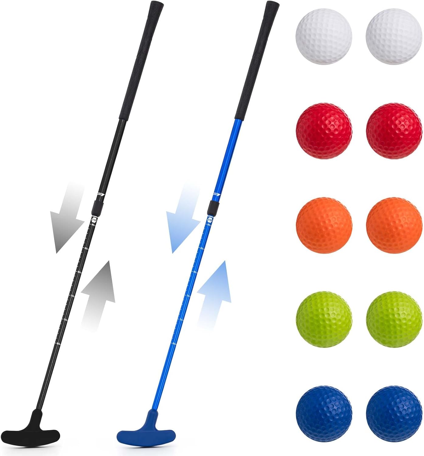 Lenwen 2 Pcs Golf Putter for Men Women Adjustable Length Two Way Putter Right or Left Handed Golfers Mini Golf Club with Practice Balls for Adults