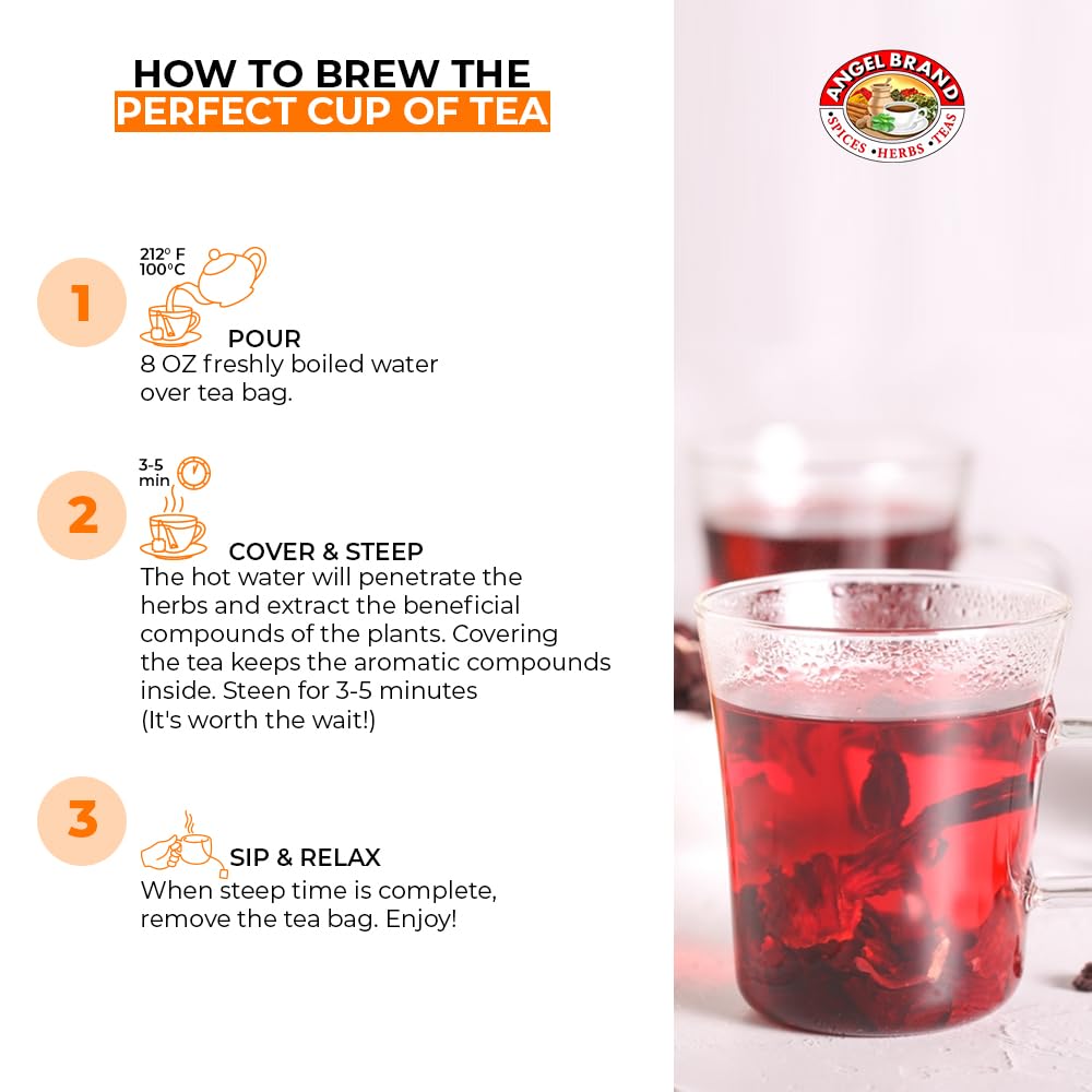 Angel Brand Sorrel Tea Bags 25 – Hibiscus Flower Tea for Refreshing Flavor &