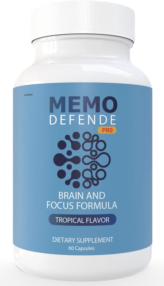 Memo Defende Pro Brain and Focus Formula, Tropical Flavor, 60 Capsules, Dietary Supplement with Vitamins and Minerals (1)