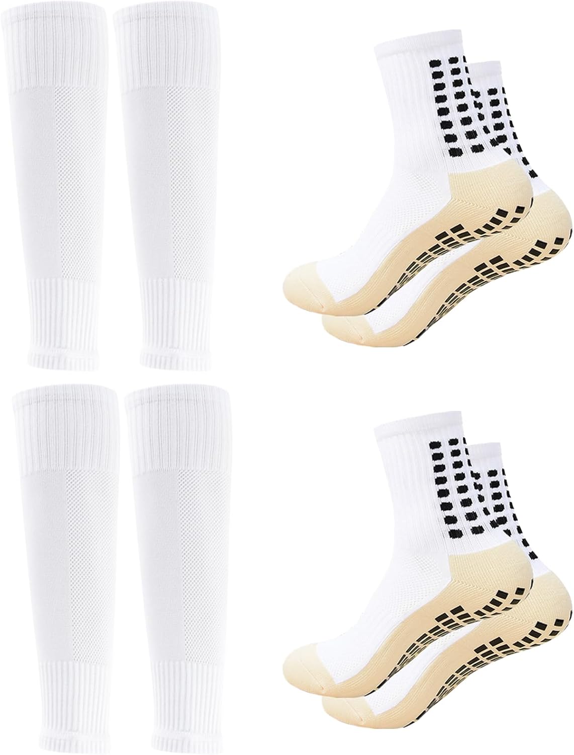 Men's Soccer Non Skid Ball Socks Anti Slip Grip Non Slip Socks, Shin Guard Sleeves, With Or Without Guard Straps for Football